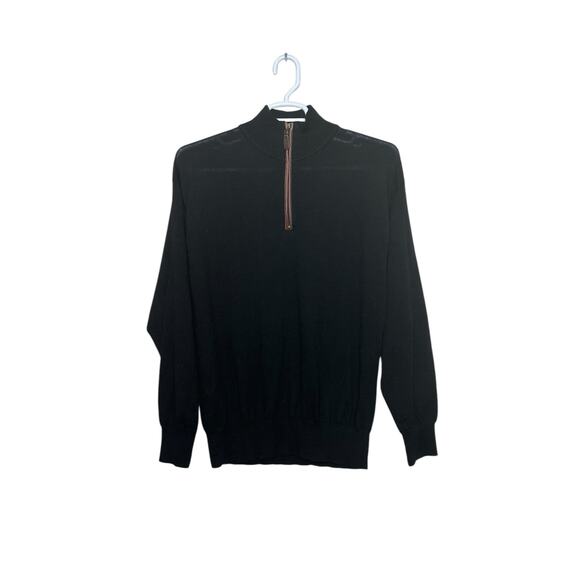 Orvis black wool long sleeves 1/4 Zip Pullover Sweater size Large - Picture 9 of 9